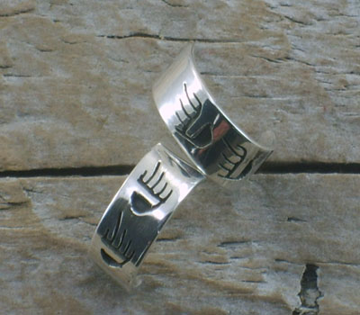 Native American Earrings - Half Hoop Bear Paw Design